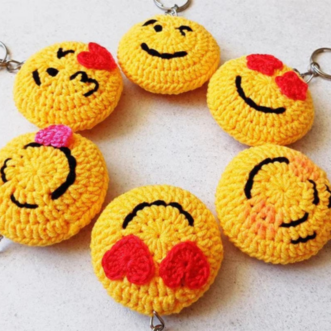 Haakpatroon Emoji Sleutelhanger