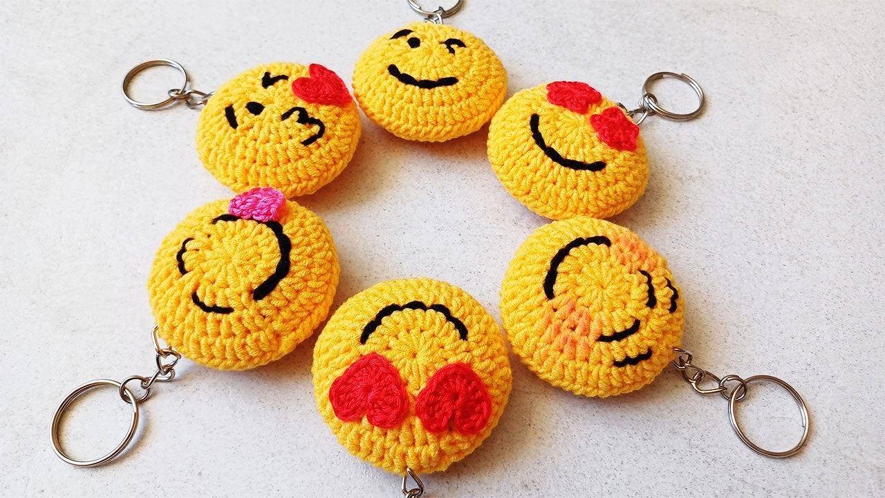 Haakpatroon Emoji Sleutelhanger