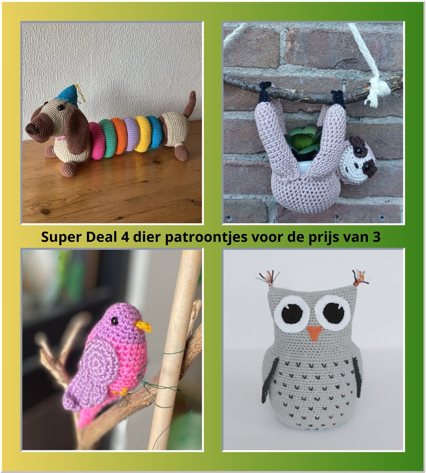 Superdeal 4 Dierpatroontjes voor de prijs van 3!