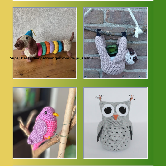 Superdeal 4 Dierpatroontjes voor de prijs van 3!